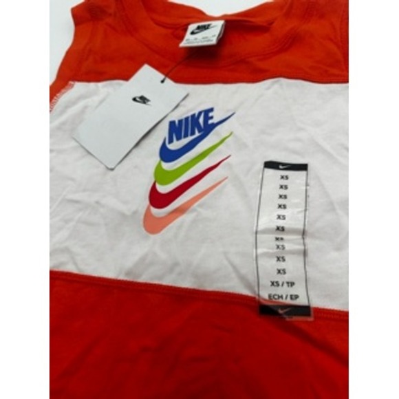 Nike Kids Red White‎ Color Block Sleeveless Tank Top XS - Picture 3 of 7